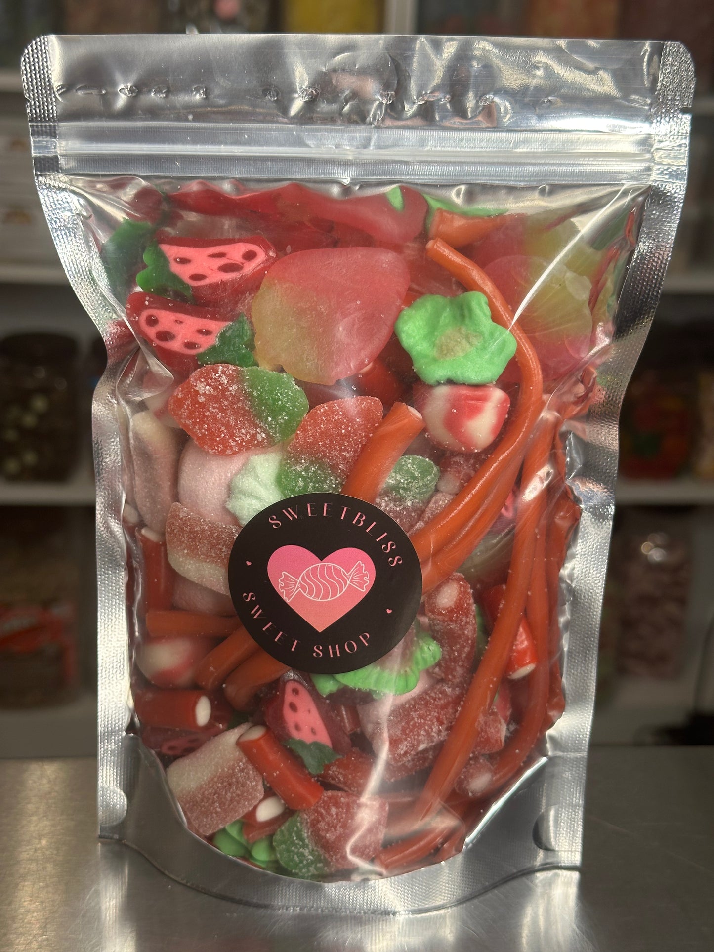 Strawberry Sweet Mix featuring our delightful strawberry flavoured sweets