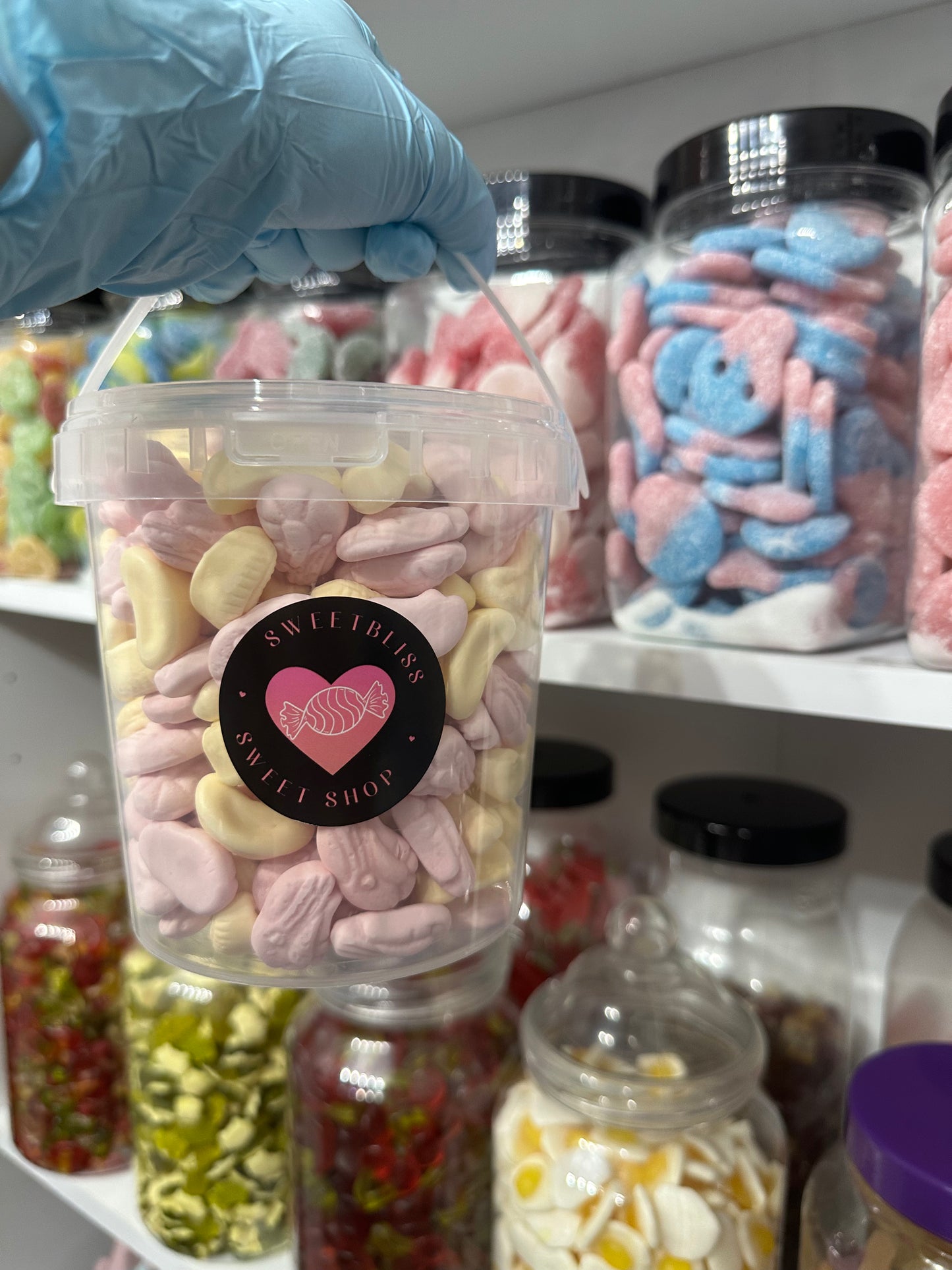Sweet Buckets choose from Haribo, Bon Bon's, Skulls, Flying saucers, Peelable slices, Mini Pencils, Flying Saucers
