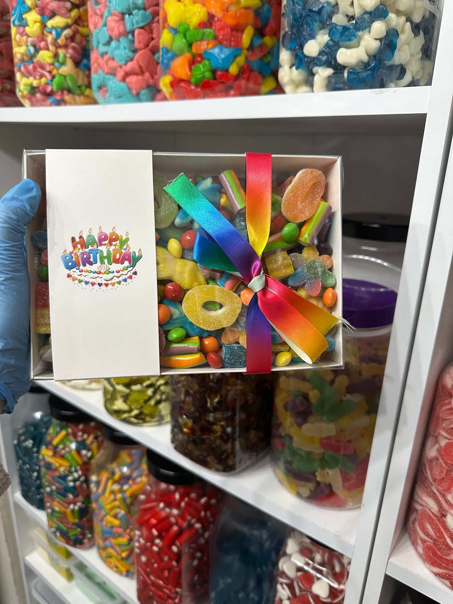 Sweet Treat Boxes For All Occasions filled with a Theme of your Choice from Happy Birthday, Rainbow, Blue, Pink Red, Green & more approx 700g-800g wieght