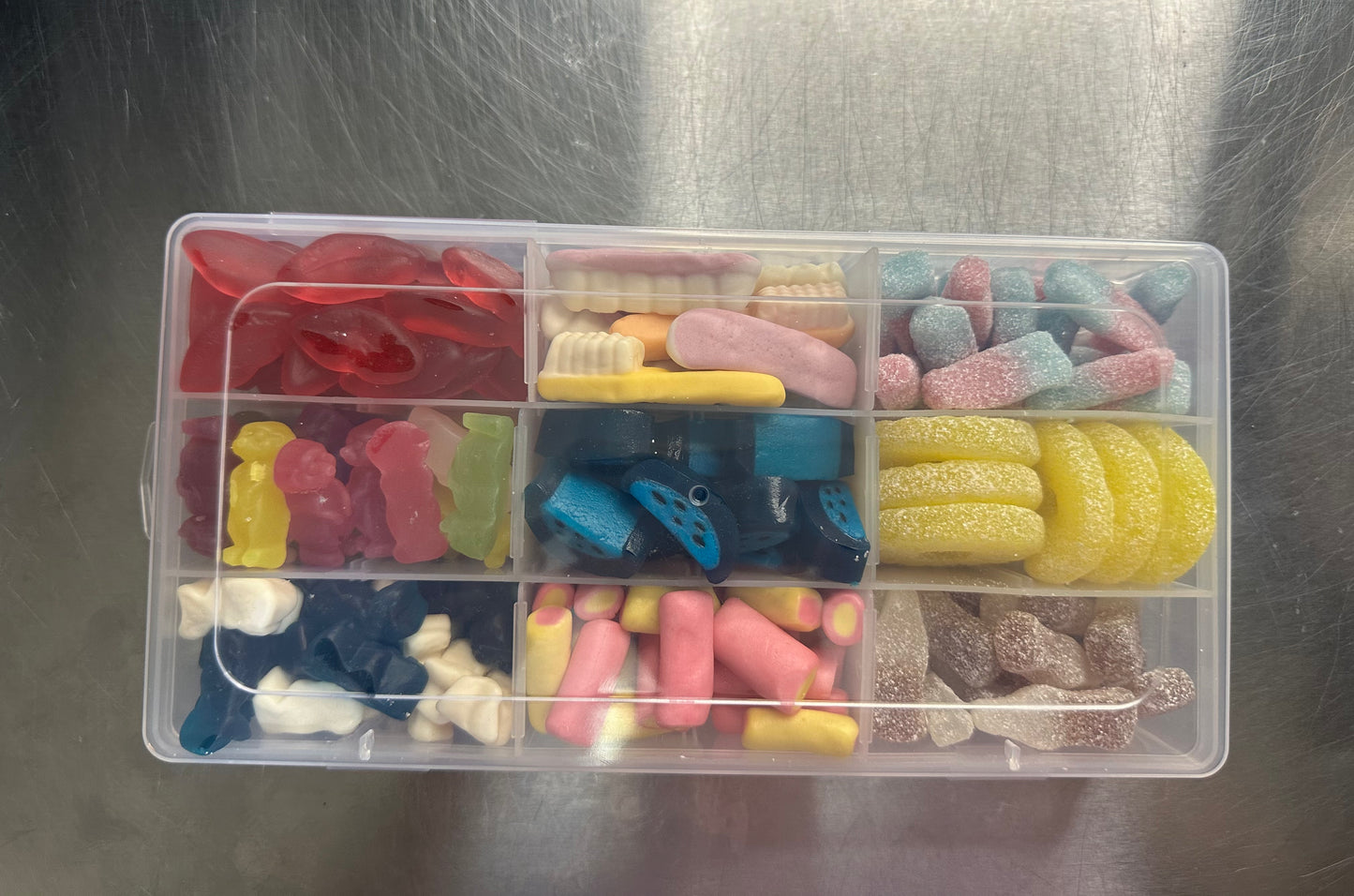 Travel Boxes perfect for when travelling filled with your favourite pick n mix 600g