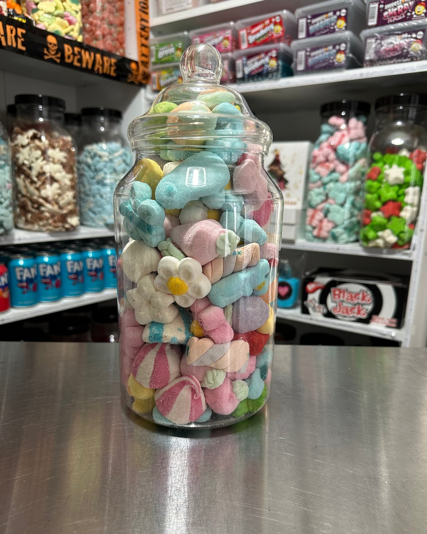 Mixed MarshMallows Jar in two sizes 1.5L Jar or 3.25L Large Victorian Jar