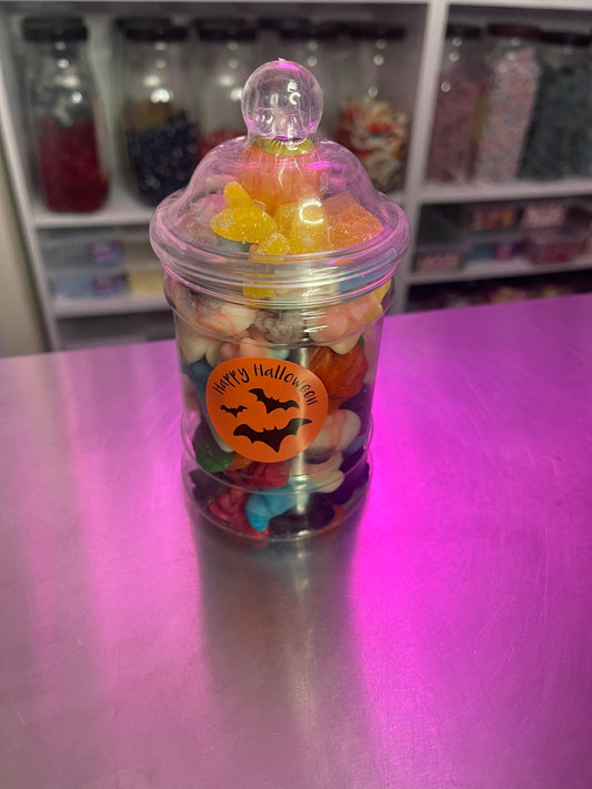 Mini Halloween Mix Sweet Treat Jar with Lolly or Chocolate Lolly filled with Halloween pick and mix
